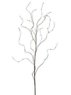 50″ Curly Willow Branch With Mini Leaves Brown Green