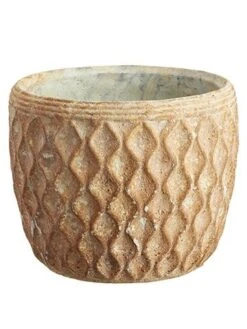 5.75″H X 7″D Cement Container Antique Brown