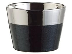 8.5″Dx6.5″H Round Ceramic Pot Silver Black