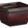 3.75″H X 5.5″W X 5.5″L Embossed Tin Cache Square Pot W/Liner Brown