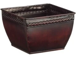 3.75″H X 5.5″W X 5.5″L Embossed Tin Cache Square Pot W/Liner Brown