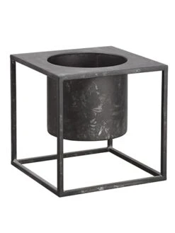 8″H X 8″W X 8″L Metal Planter With Pot X1 Gray