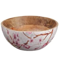 3.7″H X 7.8″D Wood Bowl Cream Pink