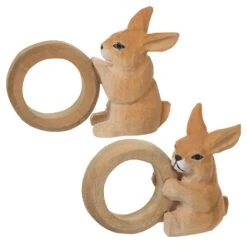 3.1″ Bunny Napkin Ring (2 ea/set) Brown