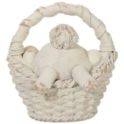 5″ Bunny With Eggs In Basket Whitewashed