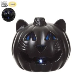9″ Battery Operated Cat With Light Nlack