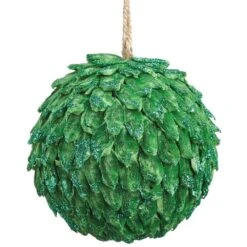 6″ Glittered Paper Ball Ornament Green Glittered