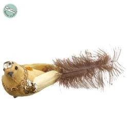 9.84″ Sequin Velvet Bird WithClipYellow