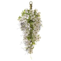 30″ Dogwood Door Swag White Green