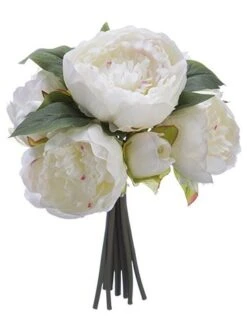 12″ Peony Bouquet X9 White Pink