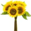 15″ Sunflower Bouquet With 7 Flowers And 5 Leaves Yellow