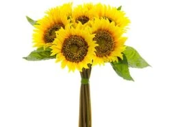 15″ Sunflower Bouquet With 7 Flowers And 5 Leaves Yellow