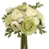 9″ Ranunculus Bouquet Green Cream