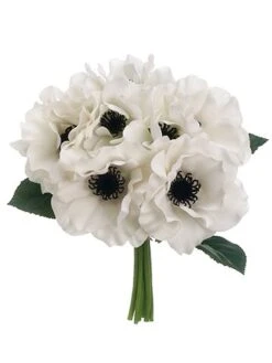 10″ Real Touch Anemone Bouquet White