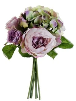 11″ Hydrangea/Rose/Peony Bouquet Lavender Green