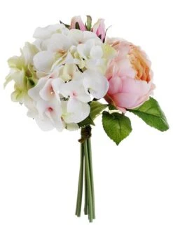 11″ Hydrangea/Rose/Peony Bouquet Pink Green