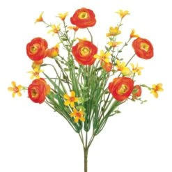 14″ Ranunculus Bush X6 Orange