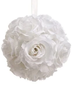 6″ Rose Kissing Ball  White