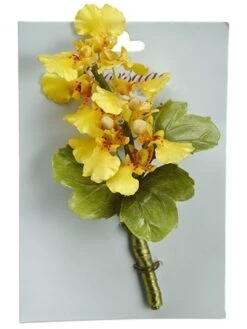 5″ Oncidium Orchid Corsage On Card Yellow