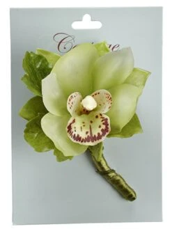4.5″ Cymbidium Orchid Corsage on Header Green