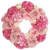 18″ Rose/Hydrangea Wreath Pink Cream