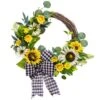 22″ Sunflower/Eucalyptus/Fern Wreath Yellow White
