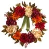 22″ Hydrangea/Dahlia/Peony Wreath Burgundy Rust