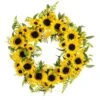 22″ Sunflower/Fern Wreath Yellow