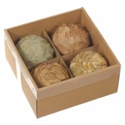 12.2″x12.2″x5.9″ Preserved Leaf Orb (4 Ea/box) Brown Beige