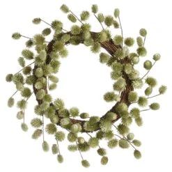 19.7″ Preserved Thistle Wreath Green