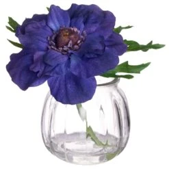5.5″ Anemone In Glass Vase Blue
