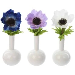 8″ Anemone In Ceramic Vase (3ea/set)Assorted