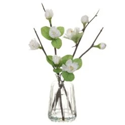9.5″ Blossom In Glass Vase White