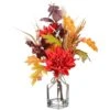14″ Gerbera Daisy/Berry/Pine Cone In Glass Vase Fall
