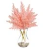 11″ Pampas Grass In GlassVaseCream Pink