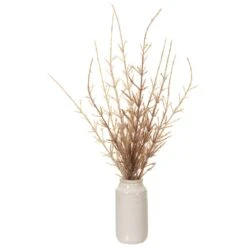 15.5″ Grass In Ceramic Vase Beige Brown