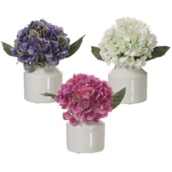 9.5″ Hydrangea In Ceramic Vase (3 Ea/set) Mixed