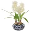 14.5″ Hyacinth In Ceramic Vase White