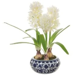 14.5″ Hyacinth In Ceramic Vase White
