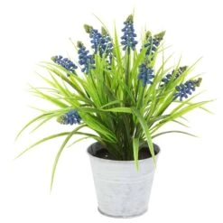 13.5″ Muscari In Tin Pot Two Tone Blue