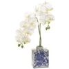 20″ Phalaenopsis Orchid In Ceramic Vase Cream