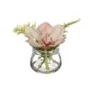4″ Cymbidium/Fern In GlassVaseRose Pink
