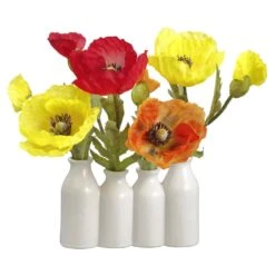 9.5″ Poppy In Ceramic Bottle Vase Mix