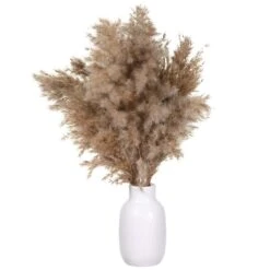 18″ Pampas Grass In Wood Container Brown
