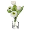 12″ Ranunculus In Glass Vase White