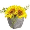 4.25″ Sunflower In Paper Mache Pot Yellow
