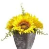 6.5″ Sunflower In Paper Mache Pot Yellow