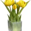 9″ Tulip In Glass Vase Yellow