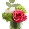 5.25″ Ranunculus/Rose/ Snowball In Glass Vase Beauty Pink