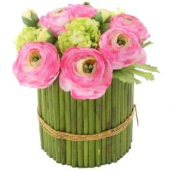 9″ Ranunculus/Snowball InTube PlanterPink Green
